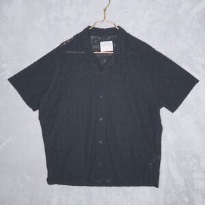 HOLLISTER Black Lace Shirt Size XL Revere Camp Collar Short Sleeve